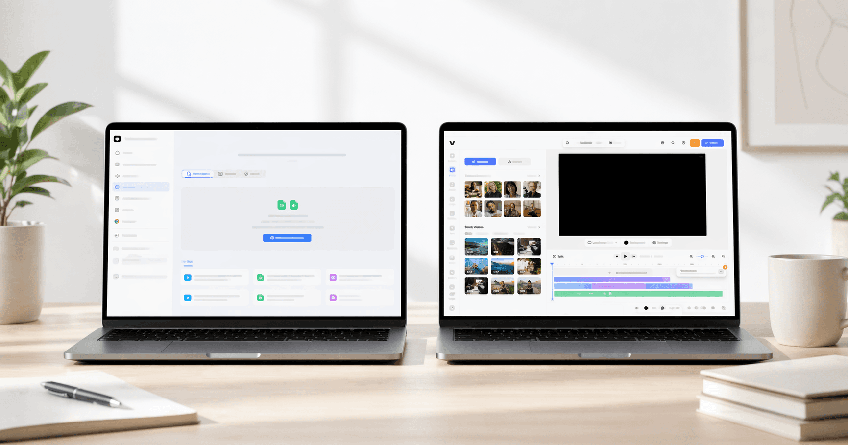 Video Transcriber AI use page vs VEED use page 
