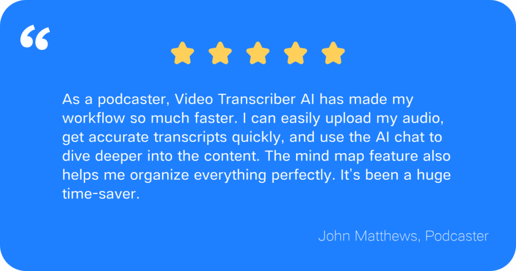 User's comment on Video Transcriber AI