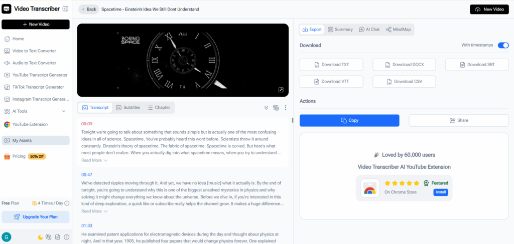 Video Transcriber AI produces outputs that can be used immediately across different workflows without additional formatting.