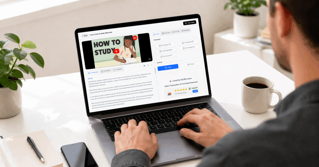 Video Transcriber AI transcription page