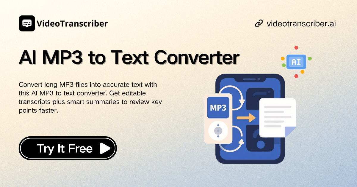 AI MP3 to Text Converter - Convert Long MP3 Files Free