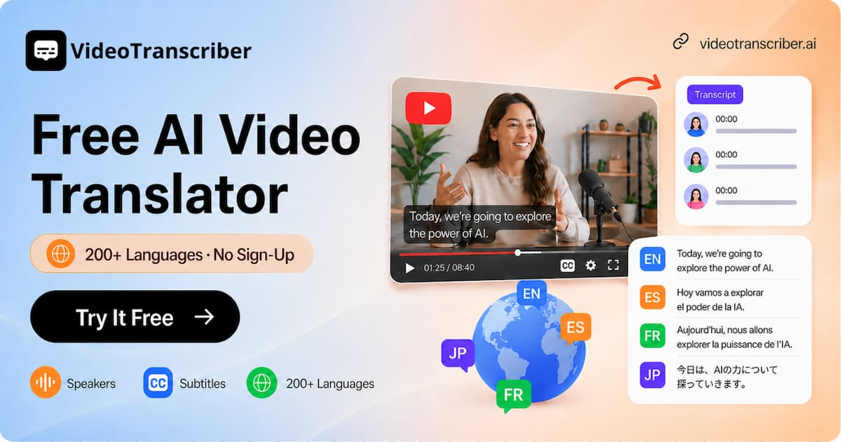Language Translator Sign Up Free AI Video Translator Online - 200+ Languages, No Sign-Up