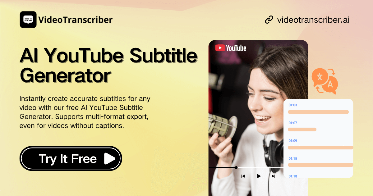 AI YouTube Subtitle Generator Free – Fast Multi-Format Export
