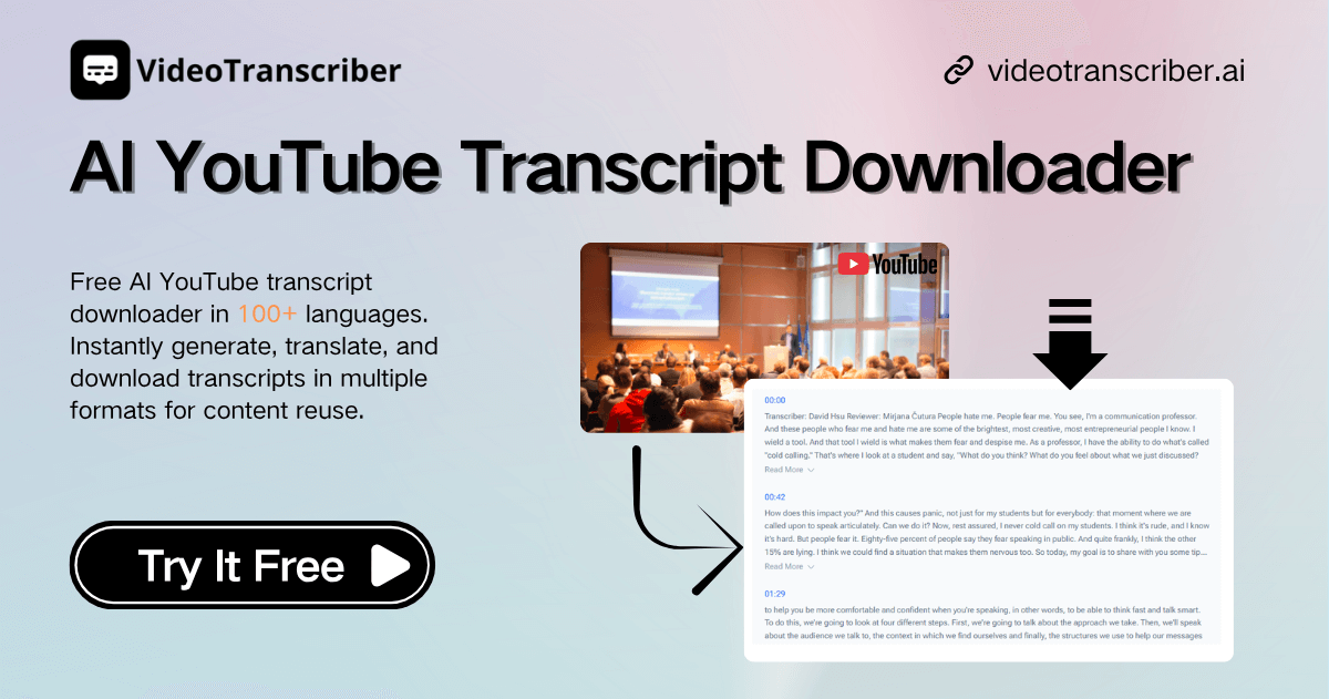 AI YouTube Transcript Downloader – Meer dan 100 Talen Gratis