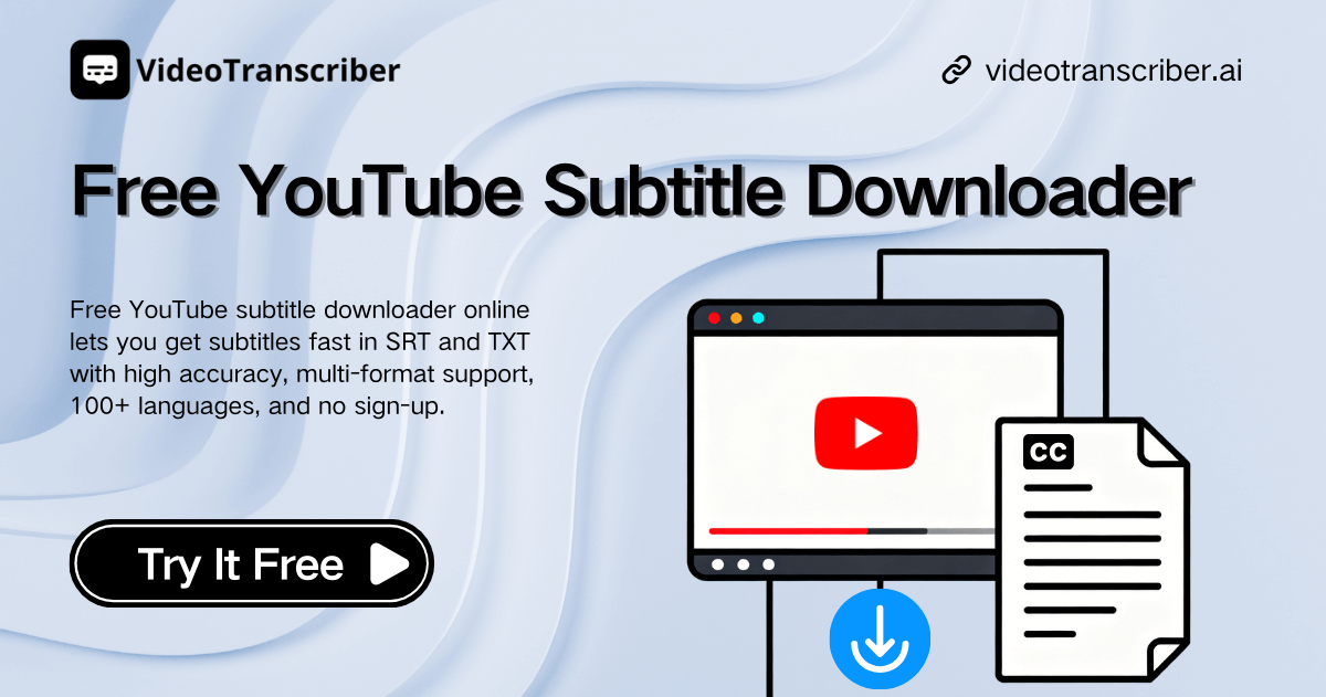 Baixador de Legendas do YouTube Grátis – Multiformato, Sem Cadastro